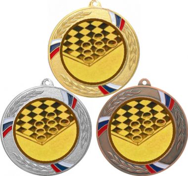Комплект медалей №578-1285 (Шашки, диаметр 70 мм (Три медали плюс три жетона для вклейки) Место для вставок: обратная сторона диаметр 60 мм)