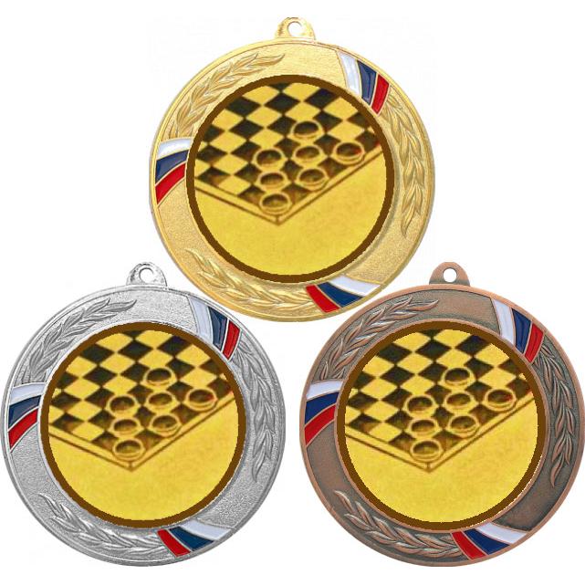 Комплект медалей №578-1285 (Шашки, диаметр 70 мм (Три медали плюс три жетона для вклейки) Место для вставок: обратная сторона диаметр 60 мм)