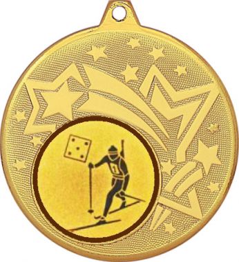 Медаль №579-27 (Биатлон, диаметр 45 мм (Медаль цвет золото плюс жетон для вклейки) Место для вставок: обратная сторона диаметр 39 мм)