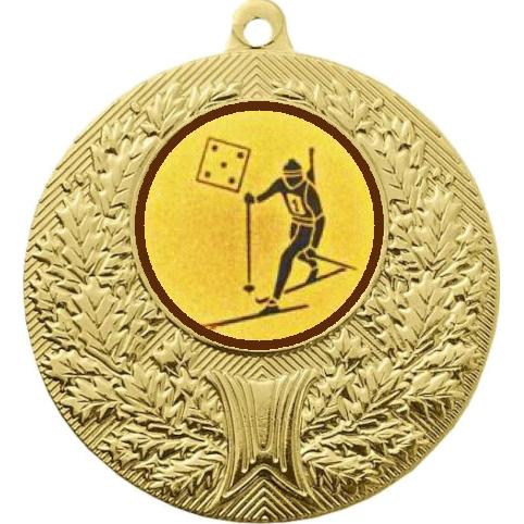 Медаль №579-192 (Биатлон, диаметр 50 мм (Медаль цвет золото плюс жетон для вклейки) Место для вставок: обратная сторона диаметр 45 мм)