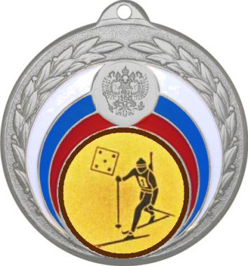 Медаль №579-196 (Биатлон, диаметр 50 мм (Медаль цвет серебро плюс жетон для вклейки) Место для вставок: обратная сторона диаметр 45 мм)