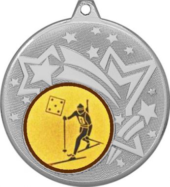 Медаль №579-27 (Биатлон, диаметр 45 мм (Медаль цвет серебро плюс жетон для вклейки) Место для вставок: обратная сторона диаметр 39 мм)