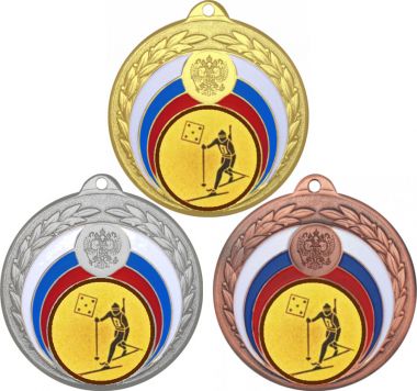 Комплект медалей №579-196 (Биатлон, диаметр 50 мм (Три медали плюс три жетона для вклейки) Место для вставок: обратная сторона диаметр 45 мм)