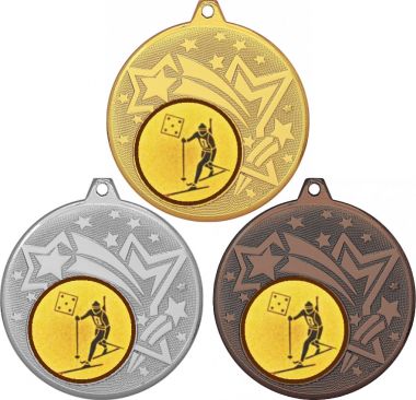 Комплект медалей №579-27 (Биатлон, диаметр 45 мм (Три медали плюс три жетона для вклейки) Место для вставок: обратная сторона диаметр 39 мм)
