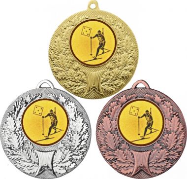 Комплект медалей №579-192 (Биатлон, диаметр 50 мм (Три медали плюс три жетона для вклейки) Место для вставок: обратная сторона диаметр 45 мм)