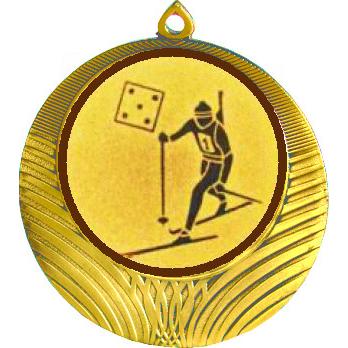Медаль №579-8 (Биатлон, диаметр 70 мм (Медаль цвет золото плюс жетон для вклейки) Место для вставок: обратная сторона диаметр 64 мм)
