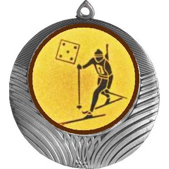 Медаль №579-8 (Биатлон, диаметр 70 мм (Медаль цвет серебро плюс жетон для вклейки) Место для вставок: обратная сторона диаметр 64 мм)