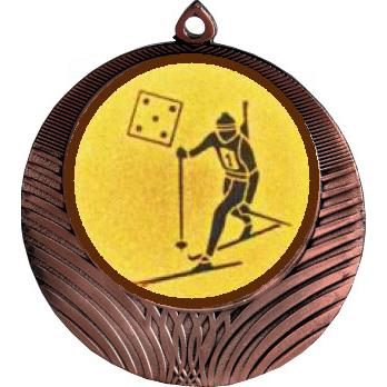 Медаль №579-8 (Биатлон, диаметр 70 мм (Медаль цвет бронза плюс жетон для вклейки) Место для вставок: обратная сторона диаметр 64 мм)
