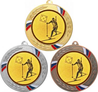 Комплект медалей №579-1285 (Биатлон, диаметр 70 мм (Три медали плюс три жетона для вклейки) Место для вставок: обратная сторона диаметр 60 мм)