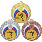 Комплект медалей №58-196 (Прыжки в воду, диаметр 50 мм (Три медали плюс три жетона для вклейки) Место для вставок: обратная сторона диаметр 45 мм)