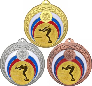 Комплект медалей №58-196 (Прыжки в воду, диаметр 50 мм (Три медали плюс три жетона для вклейки) Место для вставок: обратная сторона диаметр 45 мм)