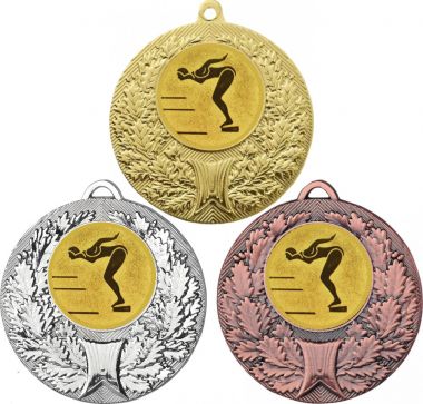Комплект медалей №58-192 (Прыжки в воду, диаметр 50 мм (Три медали плюс три жетона для вклейки) Место для вставок: обратная сторона диаметр 45 мм)