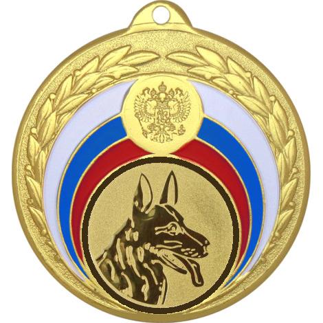 Медаль №580-196 (Выставки собак (собаководство), диаметр 50 мм (Медаль цвет золото плюс жетон для вклейки) Место для вставок: обратная сторона диаметр 45 мм)