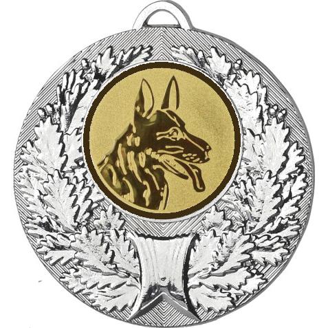 Медаль №580-192 (Выставки собак (собаководство), диаметр 50 мм (Медаль цвет серебро плюс жетон для вклейки) Место для вставок: обратная сторона диаметр 45 мм)