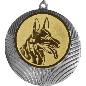 Медаль №580-8 (Выставки собак (собаководство), диаметр 70 мм (Медаль цвет серебро плюс жетон для вклейки) Место для вставок: обратная сторона диаметр 64 мм)