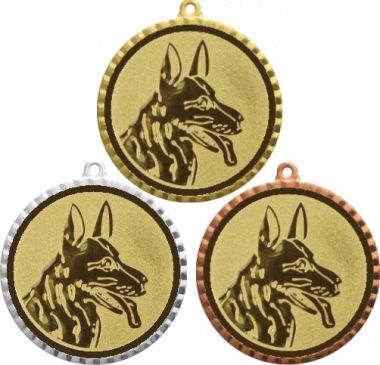 Комплект медалей №580-1302 (Собаководство, диаметр 56 мм (Три медали плюс три жетона для вклейки) Место для вставок: обратная сторона диаметр 50 мм)