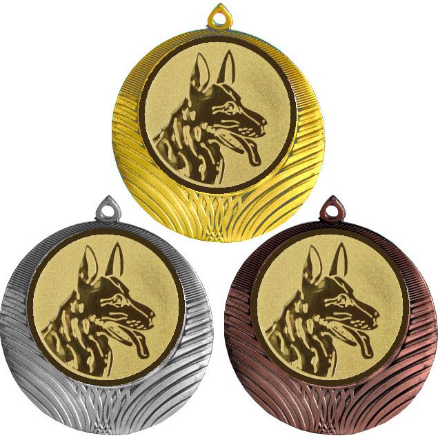 Комплект медалей №580-8 (Выставки собак (собаководство), диаметр 70 мм (Три медали плюс три жетона для вклейки) Место для вставок: обратная сторона диаметр 64 мм)