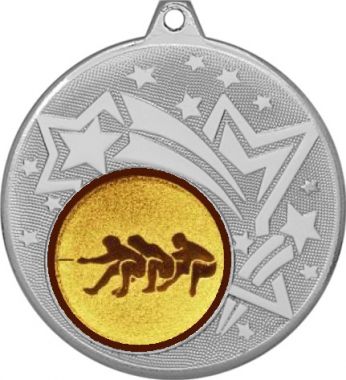 Медаль №581-1274 (Перетягивание каната, диаметр 45 мм (Медаль цвет серебро плюс жетон для вклейки) Место для вставок: обратная сторона диаметр 40 мм)