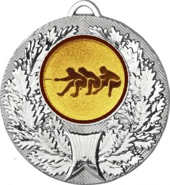 Медаль №581-192 (Перетягивание каната, диаметр 50 мм (Медаль цвет серебро плюс жетон для вклейки) Место для вставок: обратная сторона диаметр 45 мм)