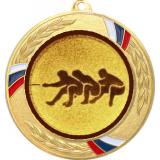 Медаль №581-1285 (Перетягивание каната, диаметр 70 мм (Медаль цвет золото плюс жетон для вклейки) Место для вставок: обратная сторона диаметр 60 мм)