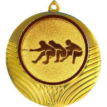 Медаль №581-8 (Перетягивание каната, диаметр 70 мм (Медаль цвет золото плюс жетон для вклейки) Место для вставок: обратная сторона диаметр 64 мм)