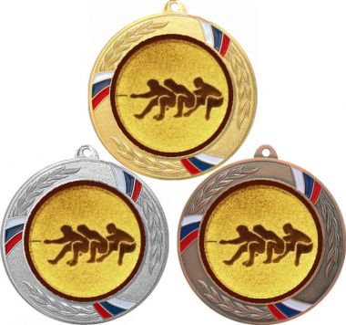 Комплект медалей №581-1285 (Перетягивание каната, диаметр 70 мм (Три медали плюс три жетона для вклейки) Место для вставок: обратная сторона диаметр 60 мм)