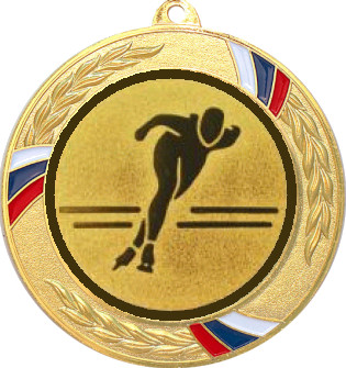 Медаль №582-1285 (Конькобежный спорт, диаметр 70 мм (Медаль цвет золото плюс жетон для вклейки) Место для вставок: обратная сторона диаметр 60 мм)
