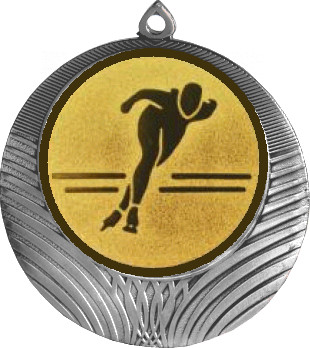 Медаль №582-8 (Конькобежный спорт, диаметр 70 мм (Медаль цвет серебро плюс жетон для вклейки) Место для вставок: обратная сторона диаметр 64 мм)