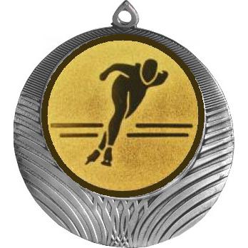 Медаль №582-8 (Конькобежный спорт, диаметр 70 мм (Медаль цвет серебро плюс жетон для вклейки) Место для вставок: обратная сторона диаметр 64 мм)