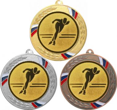 Комплект медалей №582-1285 (Конькобежный спорт, диаметр 70 мм (Три медали плюс три жетона для вклейки) Место для вставок: обратная сторона диаметр 60 мм)