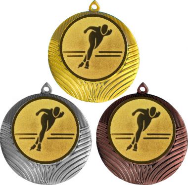 Комплект медалей №582-8 (Конькобежный спорт, диаметр 70 мм (Три медали плюс три жетона для вклейки) Место для вставок: обратная сторона диаметр 64 мм)