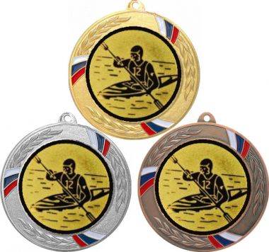 Комплект медалей №583-1285 (Гребля, диаметр 70 мм (Три медали плюс три жетона для вклейки) Место для вставок: обратная сторона диаметр 60 мм)