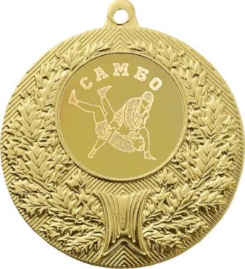 Медаль №584-192 (Самбо/Единоборства, диаметр 50 мм (Медаль цвет золото плюс жетон для вклейки) Место для вставок: обратная сторона диаметр 45 мм)