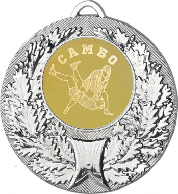 Медаль №584-192 (Самбо, диаметр 50 мм (Медаль цвет серебро плюс жетон для вклейки) Место для вставок: обратная сторона диаметр 45 мм)