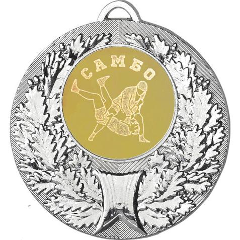 Медаль №584-192 (Самбо, диаметр 50 мм (Медаль цвет серебро плюс жетон для вклейки) Место для вставок: обратная сторона диаметр 45 мм)