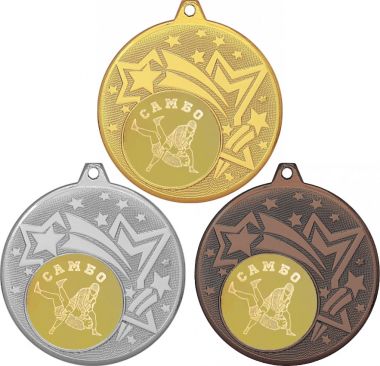 Комплект медалей №584-1274 (Самбо, диаметр 45 мм (Три медали плюс три жетона для вклейки) Место для вставок: обратная сторона диаметр 40 мм)