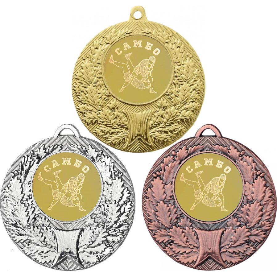 Комплект медалей №584-192 (Самбо/Единоборства, диаметр 50 мм (Три медали плюс три жетона для вклейки) Место для вставок: обратная сторона диаметр 45 мм)