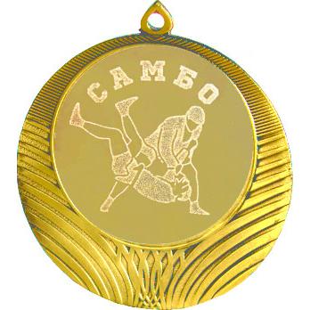 Медаль №584-8 (Самбо, диаметр 70 мм (Медаль цвет золото плюс жетон для вклейки) Место для вставок: обратная сторона диаметр 64 мм)