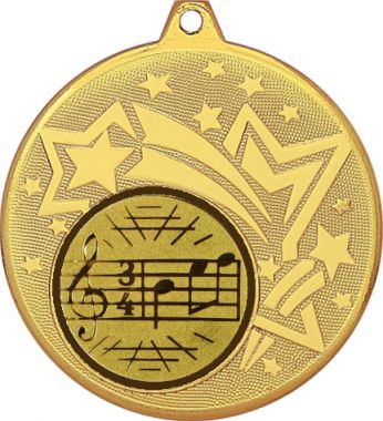 Медаль №586-1274 (Музыка, диаметр 45 мм (Медаль цвет золото плюс жетон для вклейки) Место для вставок: обратная сторона диаметр 40 мм)