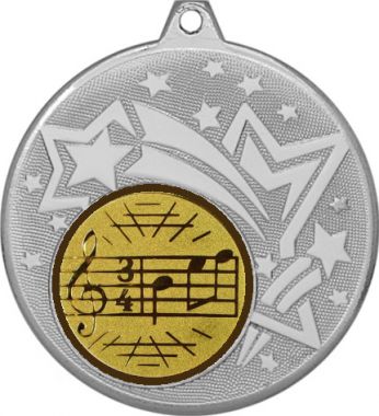 Медаль №586-1274 (Музыка, диаметр 45 мм (Медаль цвет серебро плюс жетон для вклейки) Место для вставок: обратная сторона диаметр 40 мм)
