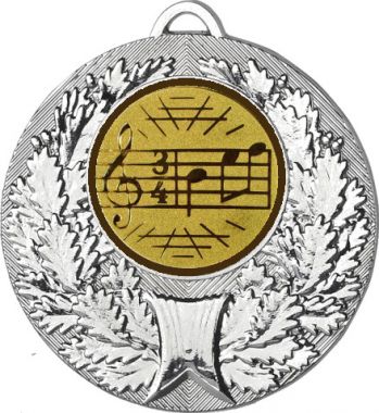 Медаль №586-192 (Музыка, диаметр 50 мм (Медаль цвет серебро плюс жетон для вклейки) Место для вставок: обратная сторона диаметр 45 мм)
