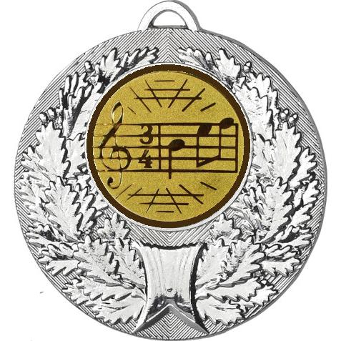 Медаль №586-192 (Музыка, диаметр 50 мм (Медаль цвет серебро плюс жетон для вклейки) Место для вставок: обратная сторона диаметр 45 мм)