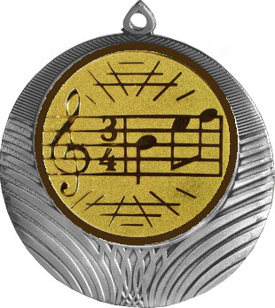 Медаль №586-1302 (Музыка, диаметр 56 мм (Медаль цвет серебро плюс жетон для вклейки) Место для вставок: обратная сторона диаметр 50 мм)