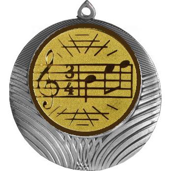 Медаль №586-8 (Музыка, диаметр 70 мм (Медаль цвет серебро плюс жетон для вклейки) Место для вставок: обратная сторона диаметр 64 мм)