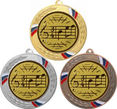 Комплект медалей №586-1285 (Музыка, диаметр 70 мм (Три медали плюс три жетона для вклейки) Место для вставок: обратная сторона диаметр 60 мм)