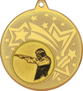 Медаль №587-27 (Стрельба, диаметр 45 мм (Медаль цвет золото плюс жетон для вклейки) Место для вставок: обратная сторона диаметр 39 мм)