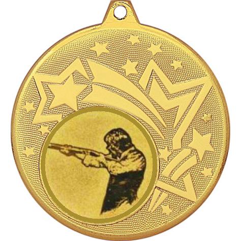 Медаль №587-1274 (Пулевая стрельба, диаметр 45 мм (Медаль цвет золото плюс жетон для вклейки) Место для вставок: обратная сторона диаметр 40 мм)