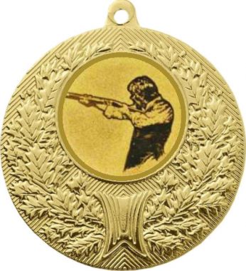 Медаль №587-192 (Стрельба, диаметр 50 мм (Медаль цвет золото плюс жетон для вклейки) Место для вставок: обратная сторона диаметр 45 мм)