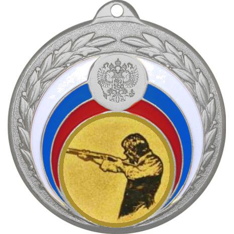 Медаль №587-196 (Пулевая стрельба, диаметр 50 мм (Медаль цвет серебро плюс жетон для вклейки) Место для вставок: обратная сторона диаметр 45 мм)