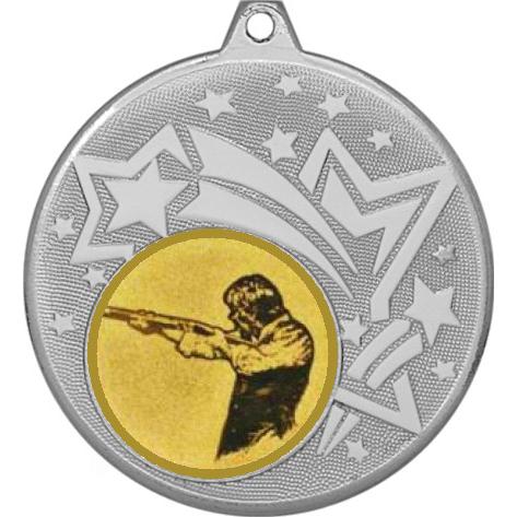 Медаль №587-1274 (Пулевая стрельба, диаметр 45 мм (Медаль цвет серебро плюс жетон для вклейки) Место для вставок: обратная сторона диаметр 40 мм)